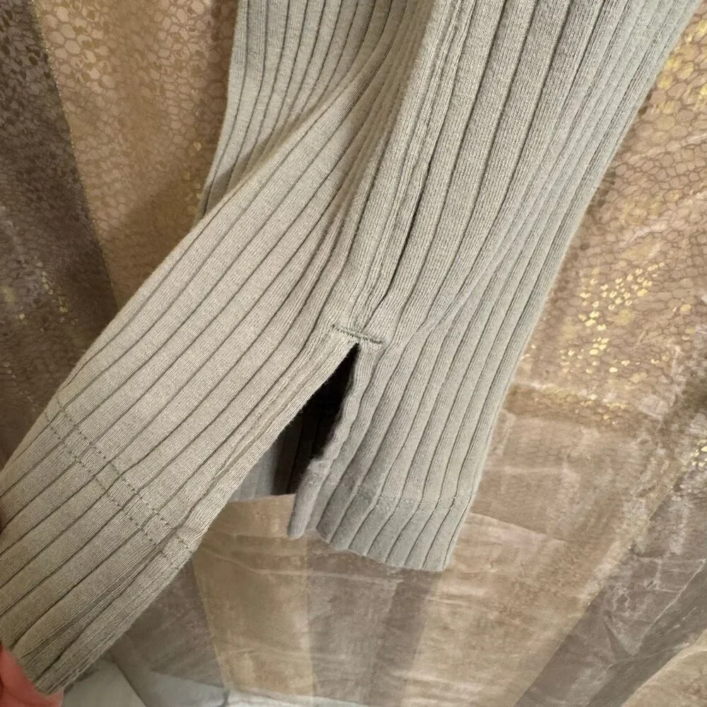 Nike Olive Green Wide Ribbed High Rise Split Hem Leggings Medium - Picture 3 of 10